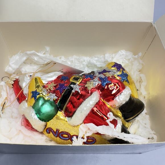 KURT ADLER Santa on Moon Xmas ornament Vintage Blown Glass Komozja Poland 2000 - Picture 11 of 14